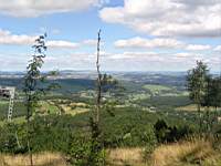 Sight at cities Rumburk and Varnsdorf from the hill Jedlov